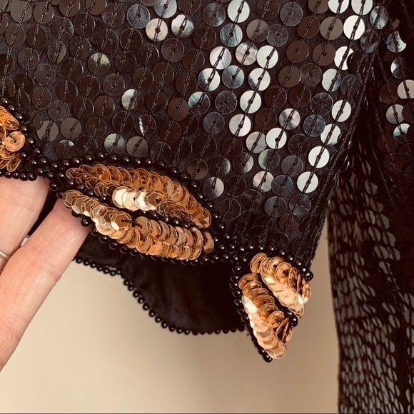 VINTAGE STENAY SEQUIN SIZE LARGE IN GOLD AND BLACK - Picture 5 of 8